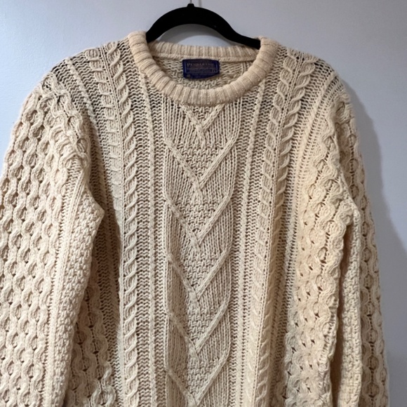 Pendleton cable knit beige 100% virgin wool size large - Picture 3 of 8